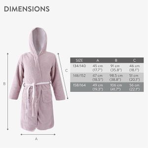 Halat de baie pentru copii HOMELEVEL, 13-14 ani, 158-164 cm, reversibil, din poliester, cu gluga, Alb/Roz - Img 2