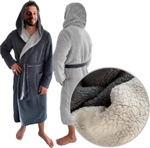Halat de baie reversibil pentru barbati Jemidi, M, Gri / Albastru, Poliester, 55435.25.2 - Img 7