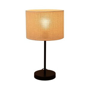 Lampa de masa Navaris, design vintage, E27, abajur textil, cablu 1.8 m cu intrerupator, 25 x 46 cm, Bej
