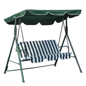 Leagan Balansoar Gradina Kiwari® Swing, 3 Locuri, 172 x 112 x 153 cm, Greutate maxima 240 kg, Perne detasabile, Terasa/Gradina, Alb/Verde