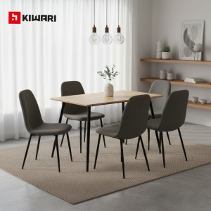 Masa Kiwari® Brik, MDF si Metal, Stil Contemporan, 110×70×75 cm, Lemn Natural & Negru - Img 7