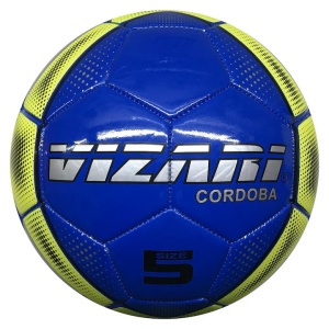 Minge Fotbal Vizari Cordoba USA, 32 panouri cusute, TPU, camera cauciuc ranforsata, marimea 5, 68 cm, Albastru/Verde