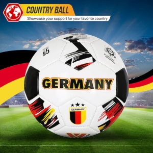 Minge Fotbal Vizari National Team Germania, 30 Panouri Cusute, Material Sintetic, Camera din Cauciuc, Marime 5, 68 cm, Alb - Img 2