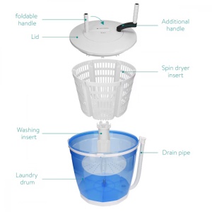 Mini masina de spalat haine cu uscator Navaris pentru camping, 2 kg, 48623.01 - Img 7