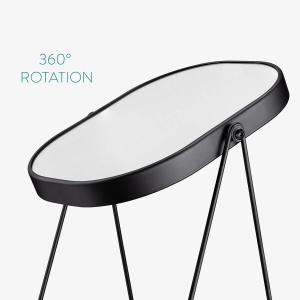 Oglinda cosmetica Navaris, rotativa 360°, ovala, cu baza metalica si tava pentru bijuterii, 18 x 28 cm, Negru - Img 2