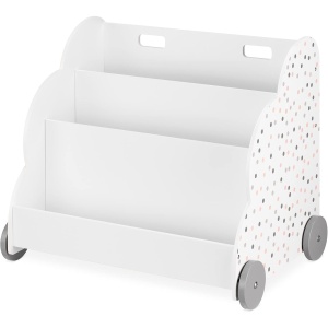 Organizator de jucarii si carti Navaris cu 3 rafturi, alb, 60x51x40cm, cu roti - Img 6