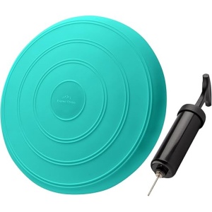 Perna pentru echilibru Everest Fitness, ortopedica, gonflabila, cu pompa, Ø33 cm, Turcoaz