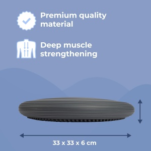 Perna pentru echilibru Everest Fitness, ortopedica, gonflabila, cu pompa, Ø33 cm, Gri inchis - Img 4