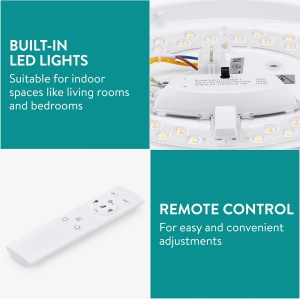 Plafoniera de tavan cu LED, Navaris, design cu 2 straturi, 22W, temperatura de culoare reglabila, cu telecomanda, Clasa F, Ø 32 x 12 cm - Img 3