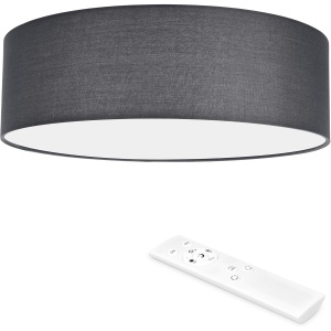 Plafoniera LED Navaris, 22W, cu telecomanda, temperatura si intensitate reglabile, diametru 32 cm, abajur textil, Gri inchis - Img 6