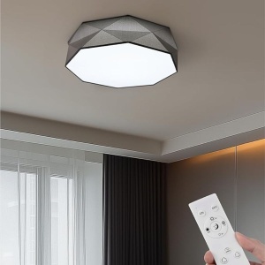 Plafoniera LED Navaris, intensitate reglabila, telecomanda, temporizator, 52 x 52 x 15 cm, 22W, design elegant, Gri - Img 2