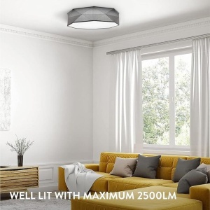 Plafoniera LED Navaris, intensitate reglabila, telecomanda, temporizator, 52 x 52 x 15 cm, 22W, design elegant, Gri - Img 8