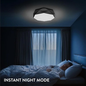 Plafoniera LED Navaris, intensitate reglabila, telecomanda, temporizator, 52 x 52 x 15 cm, 22W, design elegant, Negru - Img 8