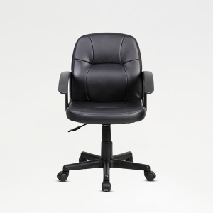 Scaun birou Kiwari Issa, suprafata PVC, brate PP, mecanism Up&Down, baza nylon, roti nylon, Negru - Img 8