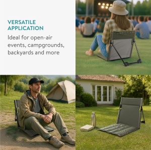 Scaun de plaja pliabil Navaris, 600D Oxford, 40 x 38 x 39 cm, pentru camping si activitati in aer liber, geanta pentru transport, Verde - Img 6