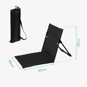 Scaun de plaja pliabil Navaris, 600D Oxford, 40 x 38 x 39 cm, pentru camping si activitati in aer liber, geanta pentru transport, Negru - Img 2