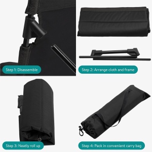 Scaun de plaja pliabil Navaris, 600D Oxford, 40 x 38 x 39 cm, pentru camping si activitati in aer liber, geanta pentru transport, Negru - Img 7