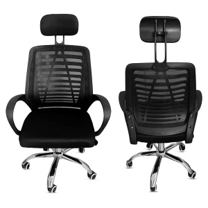 Scaun ergonomic de birou Kiwari® Align, tetiera, spatar din plasa, mecanism butterfly, baza cromata, negru - Img 2