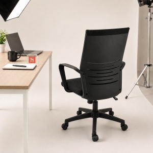 Scaun ergonomic de birou Kiwari® Form, spatar din plasa, mecanism butterfly, baza nylon 320 mm, negru - Img 5