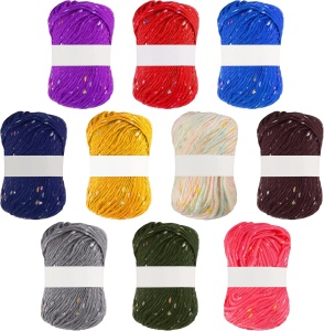 Set 10 ghemuri pentru crosetat, Kurtzy, 7 fire, 90 m/ghem, bumbac, multicolor