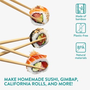 Set 16 piese kit sushi Navaris pentru incepatori, tava bambus, 24x15x2 cm, 60621.01 - Img 3