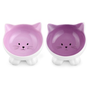 Set 2 Boluri din ceramica pentru pisici Navaris, Anti-alunecare, Roz, 50736.45 - Img 2