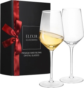 Set 2 pahare premium, ELIXIR GLASSWARE, din Cristal, 414 ml, potrivit pentru degustari, nunta, aniversari, petreceri, Transparent