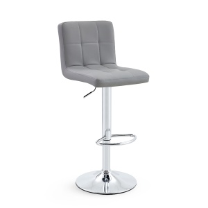 Set 2 Scaune Bar/Bucatarie Kiwari® Lior, Inaltime 59-79 cm, Sezut PU, Spuma si Baza Rotativa Crom, Design Modern Bucatarie/Dining, Capacitate 120 kg, Gri - Img 7