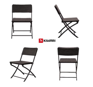 Set 2 Scaune Gradina Pliabile Kiwari®, 44.5x57x80.5 cm, Cadru Metalic Rezistent, 120 kg, Mobilier Exterior pentru Terasa/Balcon/Camping, Maro - Img 8