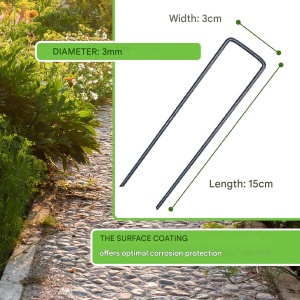 Set 25 bucati cuie U metalice negalvanizate pentru fixare folie antiburuieni 3x15cm - Img 4