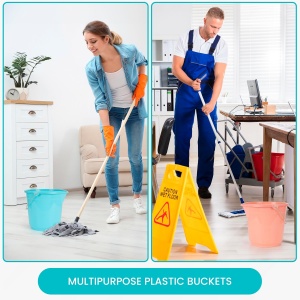 Set 3 galeti pentru curatenie, Belle Vous, din plastic, cu maner, 11 L, Multicolor - Img 3