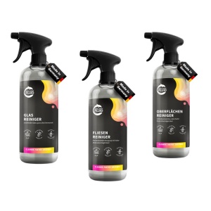 Set 3 x Solutie Premium Curatare Intelligent Fluid – Geamuri & Sticla 500 ml, Gresie & Faianta 500 ml, Multi-Cleaner Suprafete 500 ml