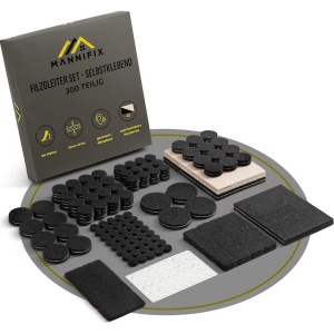 Set 300 tampoane pentru podea din pasla MANNIFIX autoadezive, pentru picioare scaun, mobila, 12 dimensiuni - Img 3