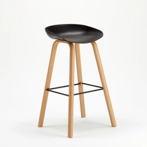 Set 4 scaune inalte, Towerwood Pentru Bar Si Bucatarie Cu Efect De Lemn, Negru