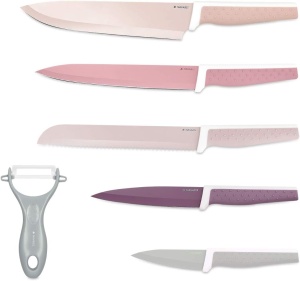 Set 5 cutite de bucatarie, din otel inxoidabil, 1 cutit de curatat din ceramica, Navaris