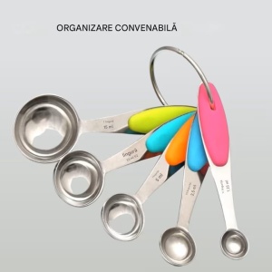 Set 5 lingurite gradate, H&S, cupe masurare si dozare condimente, otel inoxidabil, masuri de la 1.25ml -15 ml, Multicolor - Img 5