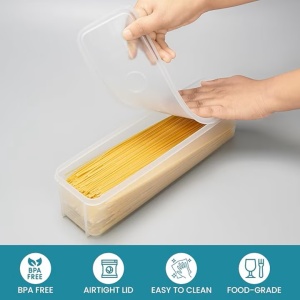 Set 6 cutii alimentare, Belle Vous, 1300 ml, capace etanse, din plastic, fara BPA, design modular, 30 x 8.5 x 7.5 cm, Transparent - Img 2