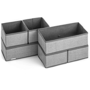 Set 6 cutii de organizare Navaris, gri, pliabile, dimensiuni diferite 14x14x10cm, 28x14x10cm - Img 3
