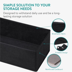 Set 6 cutii de organizare Navaris, pliabile, dimensiuni diferite 14x14x10cm, 28x14x10cm, Negru - Img 5