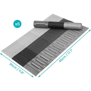 Set 6 Naproane, Belle Vous, din PVC, Dreptunghi, Termorezistente, Antiderapante si Lavabile, 30 x 44.5 cm, Gri/Negru - Img 2