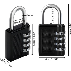 Set 8 Lacate cu cifru Belle Vous, 4 cifre, rezistente la intemperii, zinc, pentru utilizare interioara si exterioara, Negru - Img 6