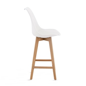 Set de 2 Scaune de Bar/Bucatarie Kiwari® Sama, Sezut PP, Picioare Lemn Fag, Design Modern Bucatarie/Dining, Inaltime 68 cm, Capacitate 120 kg, Alb - Img 9