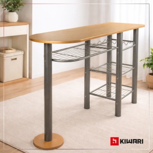 Set Masa cu 2 scaune Kiwari® Dion, 120×40×78 cm, 37x47x78 cm, MDF/Metal, Design Modern, 120×40×78 cm, Culoare Fag/Negru - Img 7