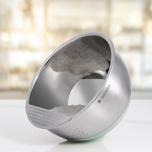 Strecuratoare Navaris, 22 cm, baza silicon antialunecare, mint, argintiu, silicon/otel inoxidabil/otel