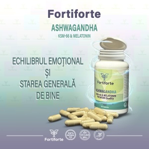 Supliment alimentar ASHWAGANDHA KSM-66 & MELATONIN PREMIUM Quality, Fortiforte, 60 capsule - Img 4