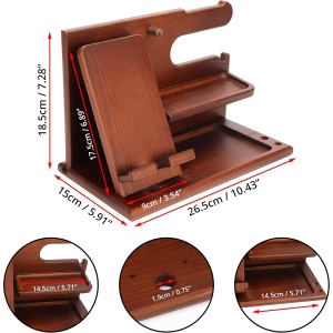 Suport birou Belle Vous, organizator multifunctional lemn, maro inchis, 26.5x15x18.5cm