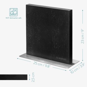 Suport magnetic cu 2 fete Navaris pentru cutite, 25x23x10 cm, lemn de cauciuc, 50416.025.04 - Img 2