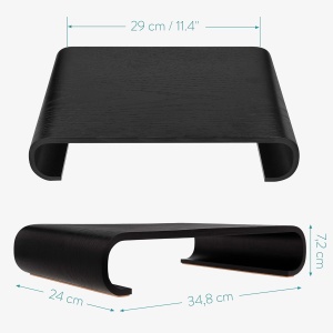 Suport pentru monitor Navaris, din lemn de stejar, 35 x 24 x 7.2 cm, antiderapant, potrivit pentru PC, laptop, notebook, Negru - Img 6