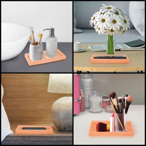 Tava decorativa, Belle Vous, 19,7 x 10 x 2 cm, pentru bijuterii, cosmetice, machiaj, baie sau dormitor, Roz - Img 4