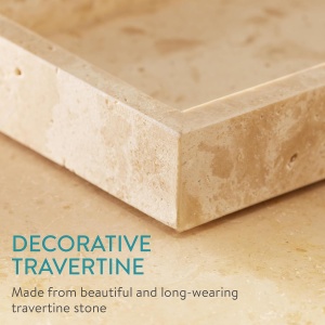 Tava decorativa Navaris din travertin, 30x20x3cm, bej, design elegant - Img 5